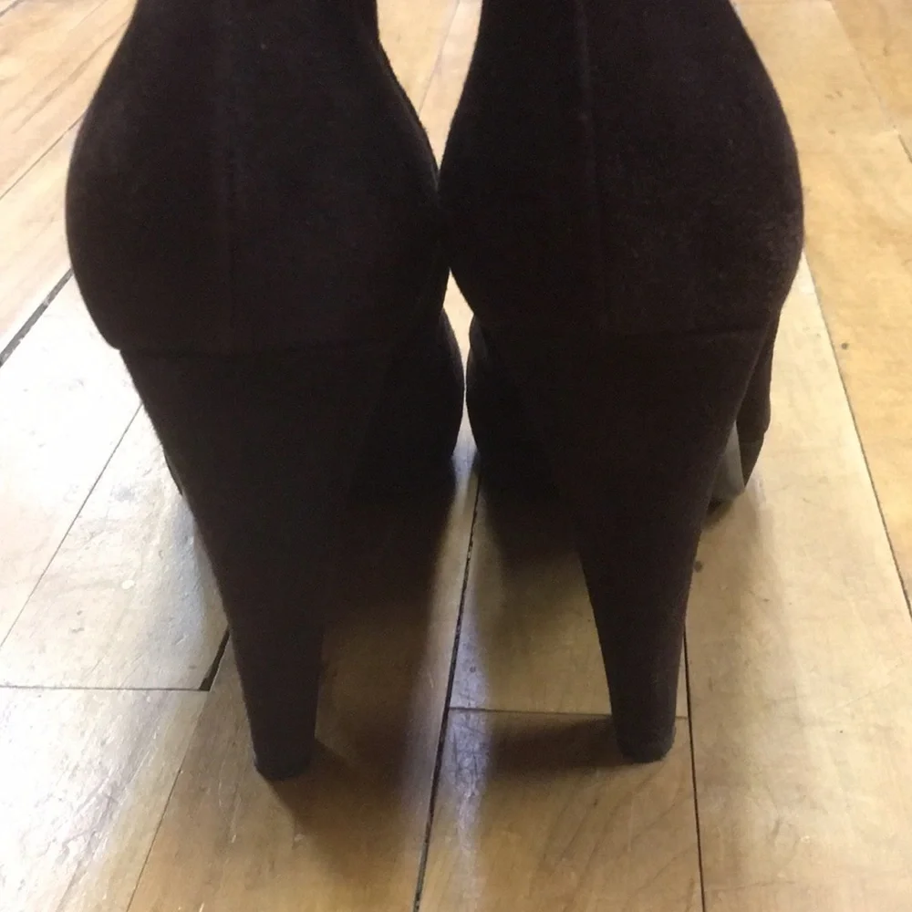 39.5 chocolate Brown Suede Mid Calf Boot Prada NWOT - Picture 4 of 8